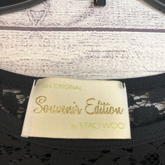 Anthropologie Souvenir Edition by Staci Woo Dress Black Lace Mini Dress Sz XS - Picture 4 of 6